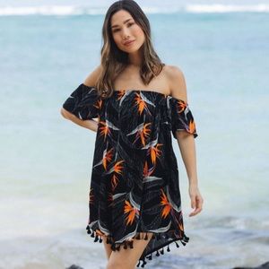 Dress Sunkiss off the shoulder in pink pineapple